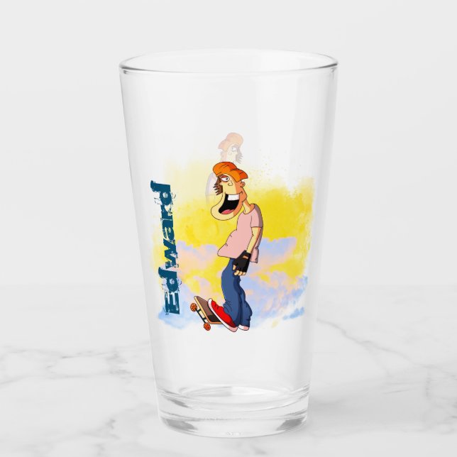 Skateboarding Guy  Glass (Front)