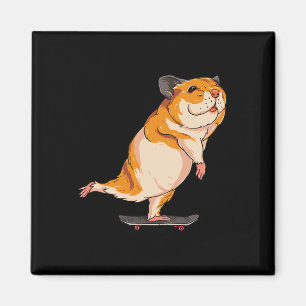 Skateboarding Hamster - Cute Skater Rodent Skatebo Magnet