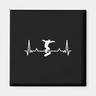 Skateboarding Heartbeat Line Funny Gift Magnet