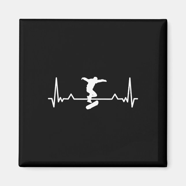 Skateboarding Heartbeat Line Funny Gift  Magnet (Front)