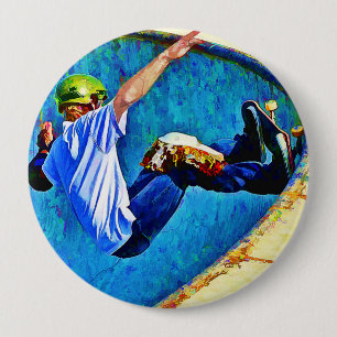 Skateboarding in the Bowl 10 Cm Round Badge