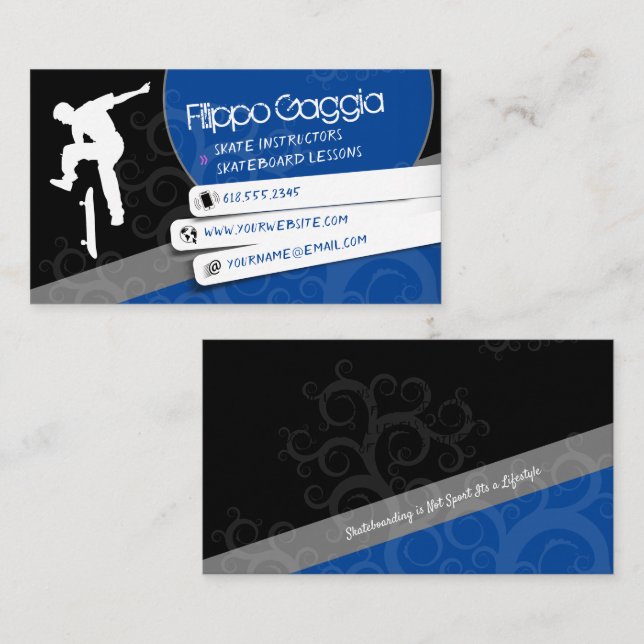 Skateboarding Instructor | Active Sports Business Card (Front/Back)