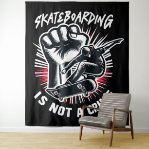 Skateboarding is Not A Crime Tapestry