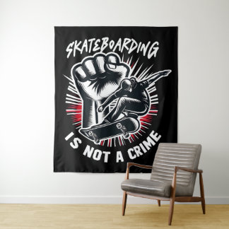 Skateboarding is Not A Crime Tapestry