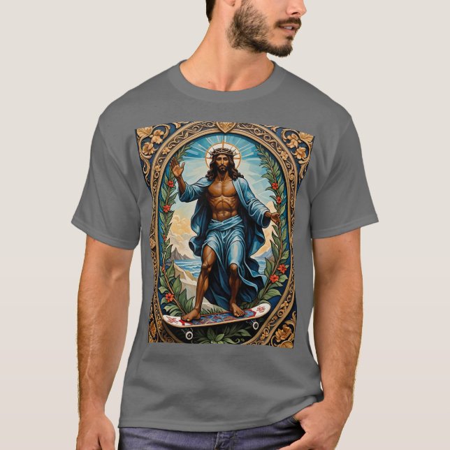Skateboarding Jesus Holy Icon Tee (Front)