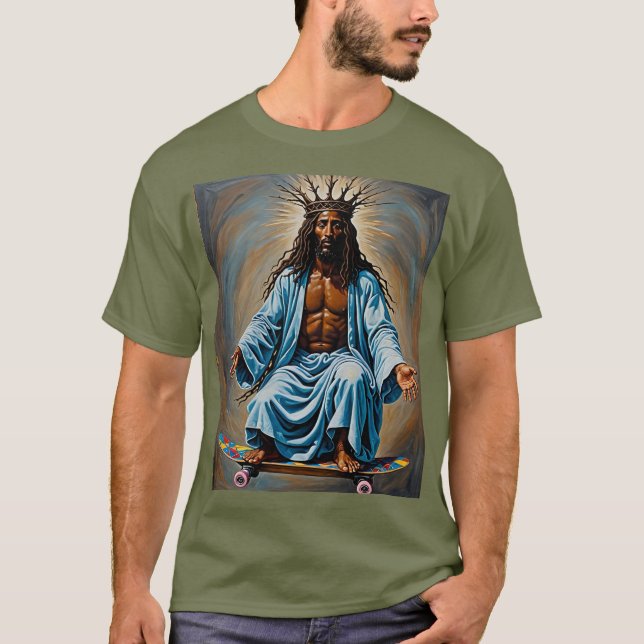 Skateboarding Jesus Urban Art Tee (Front)