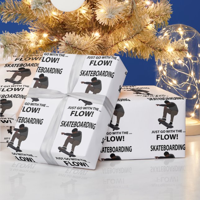 Skateboarding Just Go With The Flow Skateboarder Wrapping Paper (Holidays)