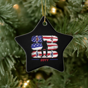 Skateboarding Men - USA American Flag Ceramic Tree Decoration