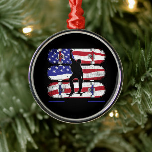 Skateboarding Men - USA American Flag Metal Tree Decoration