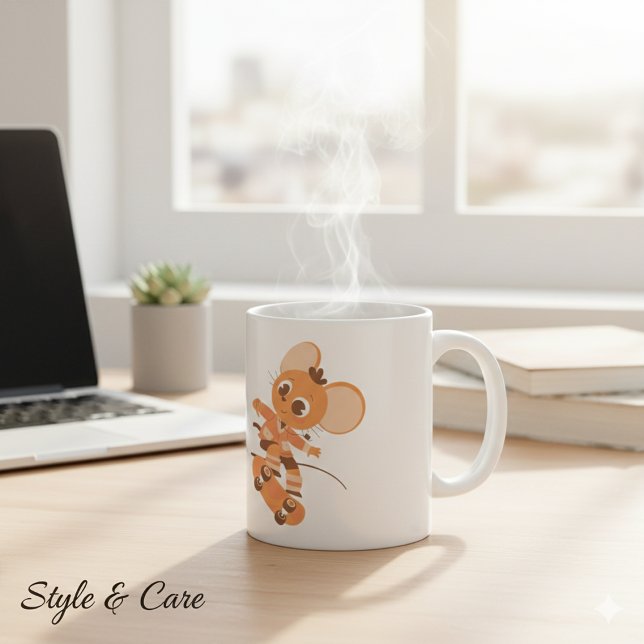 Skateboarding Mouse Coffee Mug - Bold & Playful (Skateboarding Mouse Coffee Mug - Bold & Playful)