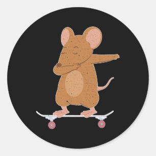 Skateboarding Mouse Or Rat On Skateboard Gift For Classic Round Sticker