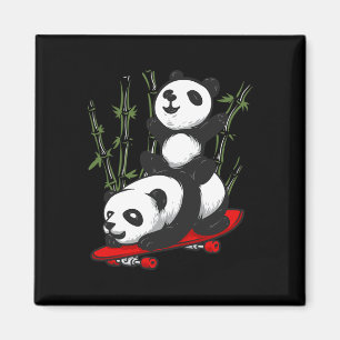 Skateboarding Panda Bear Wild Funny Panda Skateboa Magnet