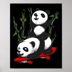 Skateboarding Panda Bear Wild Funny Panda Skateboa Poster