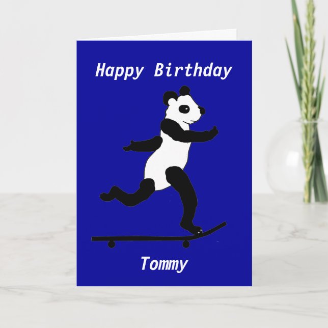 Skateboarding Panda Birthday Card custom (Front)