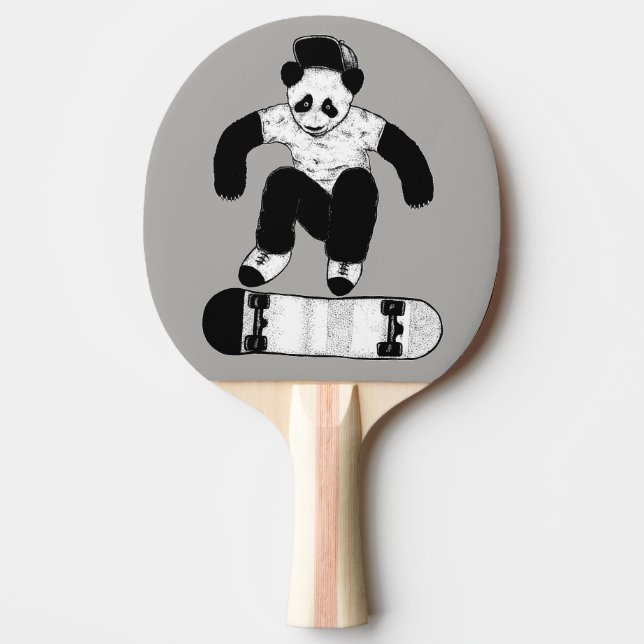 Skateboarding Panda Ping Pong Paddle (Front)