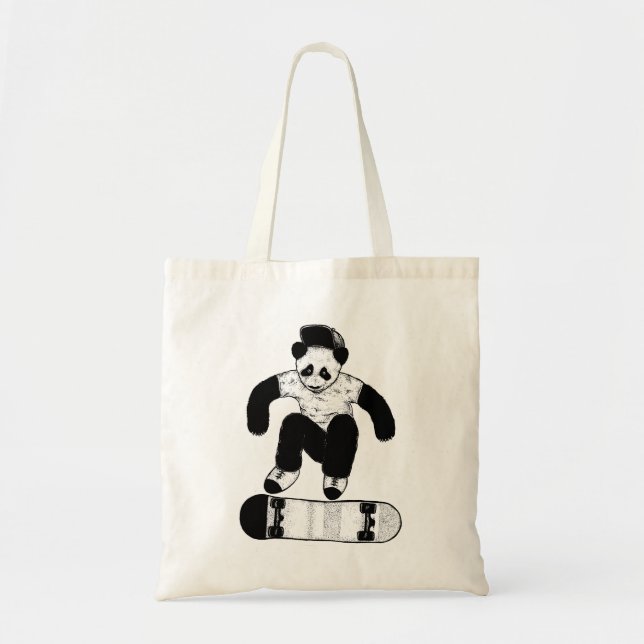 Skateboarding Panda Tote Bag (Front)