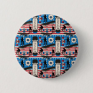 Skateboarding Patriotic USA Skateboarder 6 Cm Round Badge