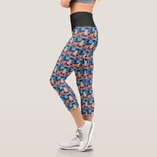 Skateboarding Patriotic USA Skateboarder Capri Leggings