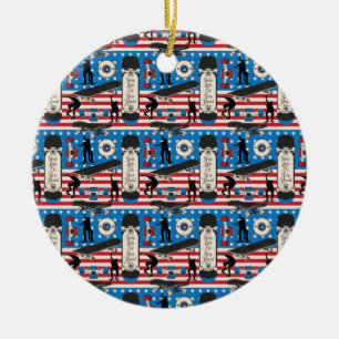 Skateboarding Patriotic USA Skateboarder Ceramic Tree Decoration