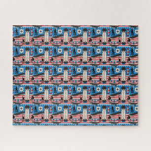Skateboarding Patriotic USA Skateboarder Jigsaw Puzzle