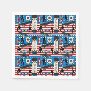 Skateboarding Patriotic USA Skateboarder Napkin