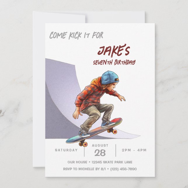 Skateboarding Photo Skate Park Boys Birthday Party Invitation (Front)