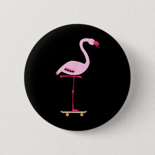 Skateboarding Pink Flamingo Cool Funny Graphic 6 Cm Round Badge