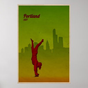 Skateboarding Print Portland City Poster Skating
