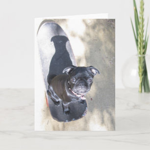 Skateboarding Pug Card (Photo)