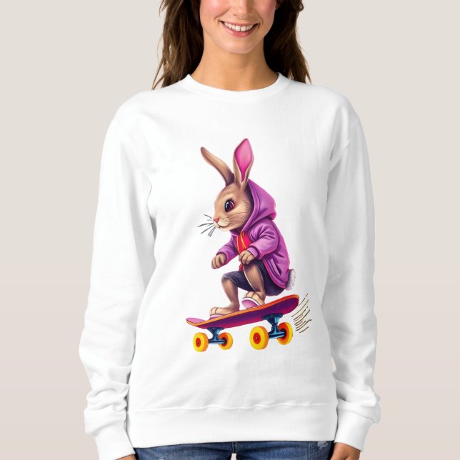 Skateboarding Rabbit Hoodie (Front)