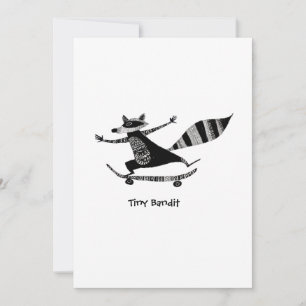 Skateboarding Raccoon – Whimsical Raccoon Animal Holiday Card