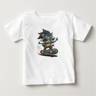 Skateboarding racoon baby T-Shirt