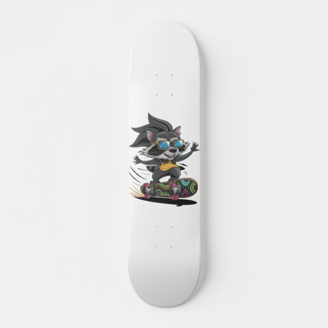 Skateboarding racoon skateboard (Front)