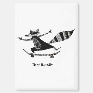 Skateboarding Racoon – Whimsical Racoon Animal Magnet