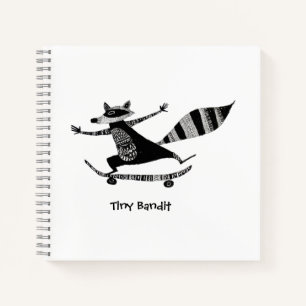 Skateboarding Racoon – Whimsical Racoon Animal Notebook