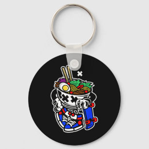 Skateboarding Ramen Noodle Ck To School Anime Tren Key Ring