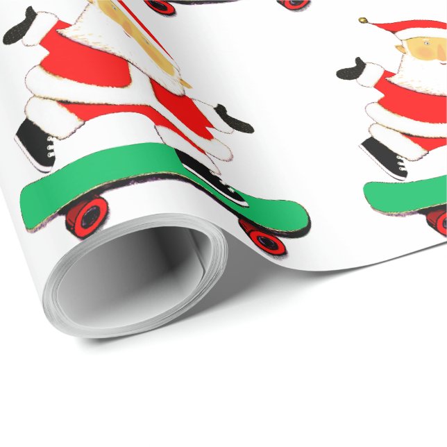Skateboarding Santa Wrapping Paper (Roll Corner)