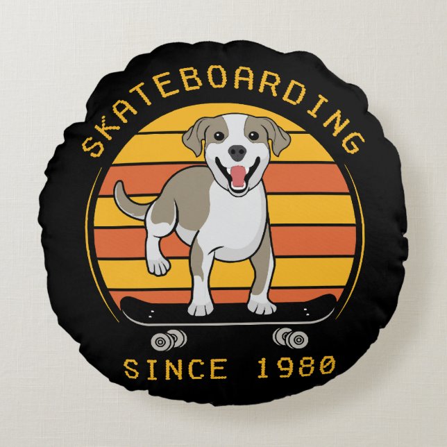 Skateboarding Since 1980 Round Cushion (Front)