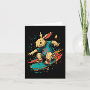 Skateboarding Skater For Teens Boy Girl Bunny East Card