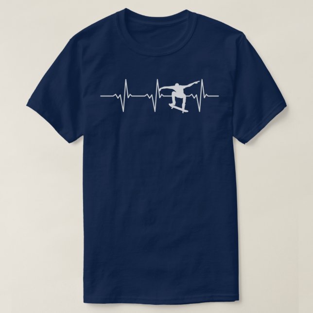 Skateboarding Skater Heartbeat T-Shirt (Design Front)