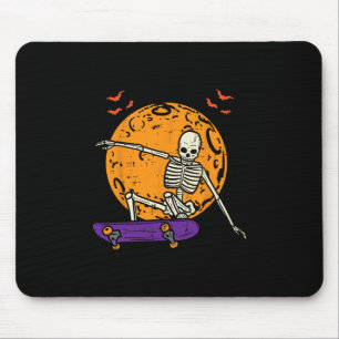 Skateboarding Skeleton Funny Halloween Skater Men  Mouse Pad