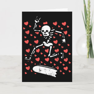 Skateboarding Skeleton Heart Valentines Day Love S Card
