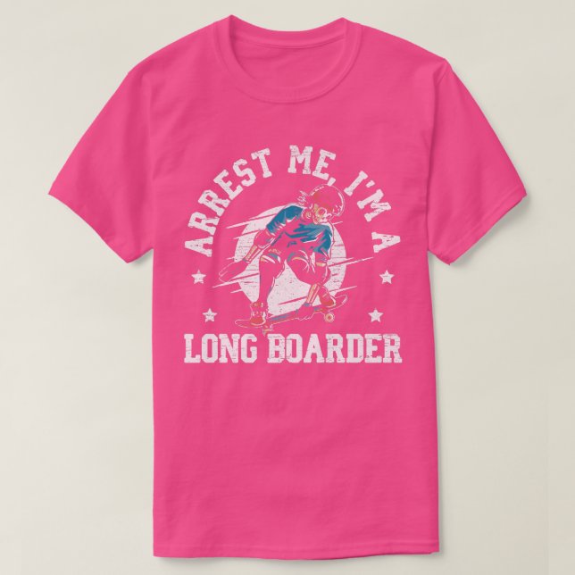 Skateboarding Skeleton Longboard Distressed  T-Shirt (Design Front)