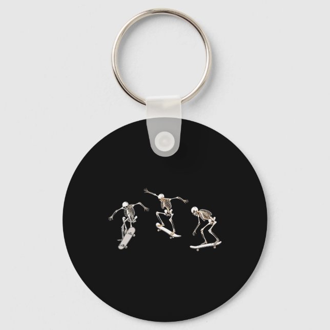 Skateboarding Skeleton Skater Bones Tricks  Key Ring (Front)