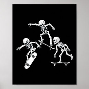 Skateboarding Skeletons Halloween Skater Boys Kids Poster