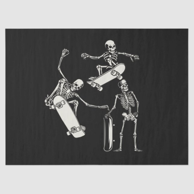 Skateboarding Skeletons Skeleton Skater Halloween Tissue Paper (Front)