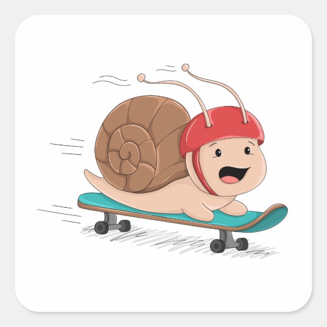 Skateboarding Snail Cartoon Sticker (Front)