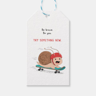 Skateboarding Snail Cartoon Sticker Gift Tags