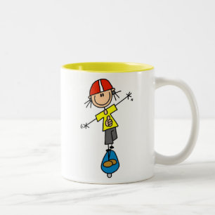 Skateboarding Stick Figure Two-Tone Coffee Mug