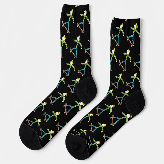 Skateboarding Stickman Socks (Left)
